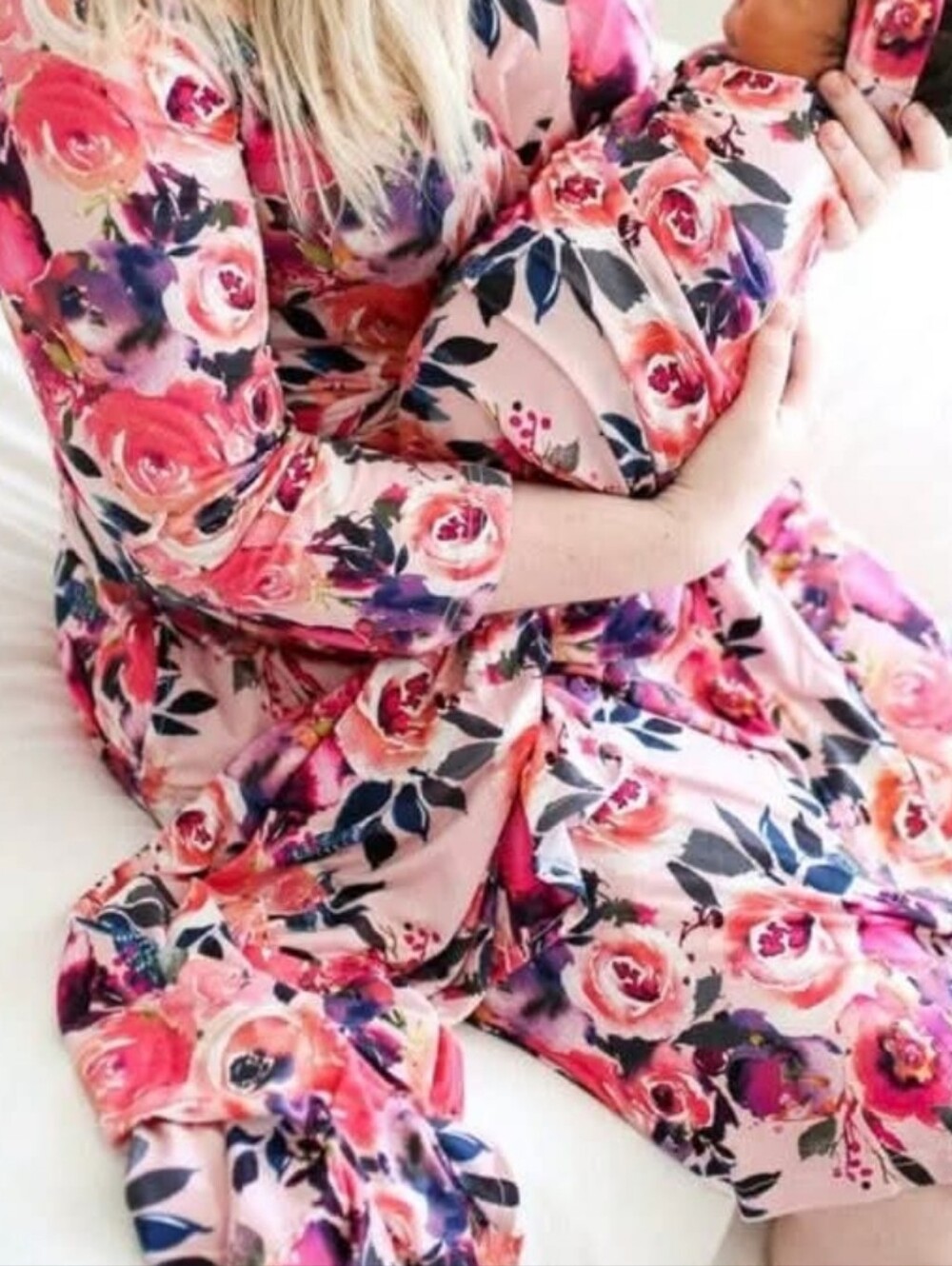 Posh Peanut NEW Robe Large Bamboo Dusk Rose Floral Print